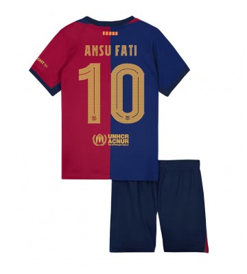 Barcelona Ansu Fati #10 Primera Equipación Niños 2024-25 Manga Corta (+ Pantalones cortos)